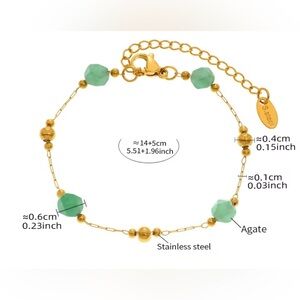 Gold and Green Agate Bracelet